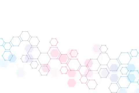 Geometric background from hexagons. Abstract molecular structure and chemical Stock Illustration