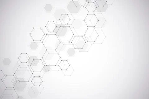 Geometric background from hexagons. Abstract molecular structure and chemical Stock Illustration