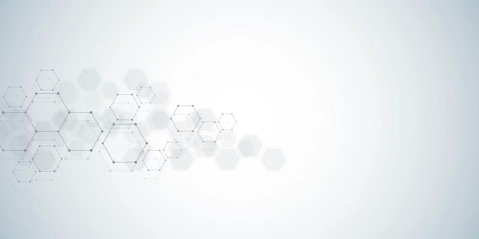 Geometric background from hexagons. Abstract molecular structure and chemical Stock Illustration
