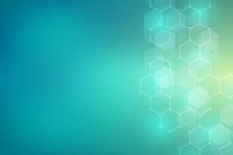 Geometric background from hexagons. Abstract molecular structure and chemical Stock Illustration