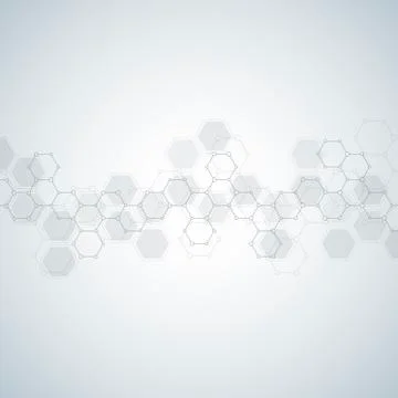 Geometric background from hexagons. Abstract molecular structure and chemical Stock Illustration