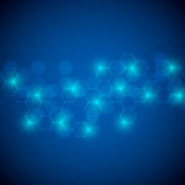 Geometric background from hexagons. Abstract molecular structure and chemical Stock Illustration