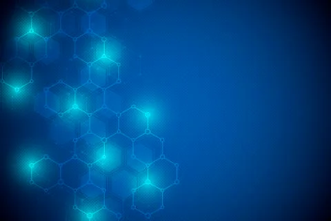 Geometric background from hexagons. Abstract molecular structure and chemical Stock Illustration