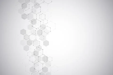 Geometric background from hexagons. Abstract molecular structure and chemical Stock Illustration