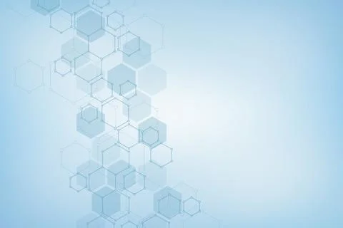 Geometric background from hexagons. Abstract molecular structure and chemical Stock Illustration