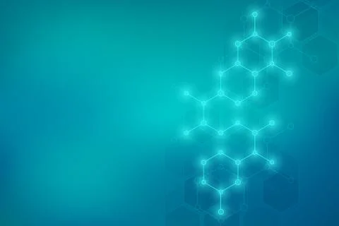 Geometric background from hexagons. Abstract molecular structure and chemical Stock Illustration