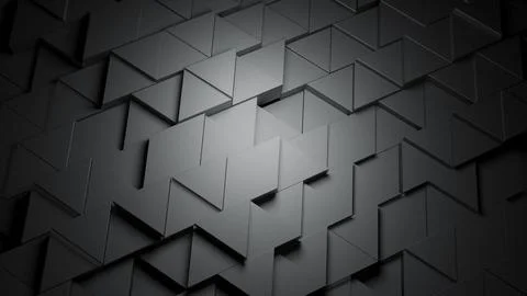 Geometric background of moving triangles. Design. 3D plane of metal geometric Stock Illustration