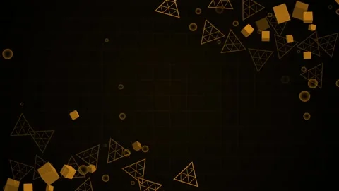 Geometric background with neon cubes and outlined triangular shapes scatter.. Stock Footage 334742015