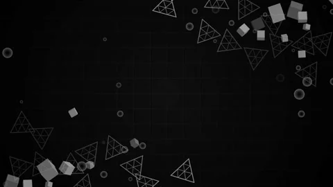 Geometric background with neon cubes and outlined triangular shapes scatter.. Stock Footage 334743408
