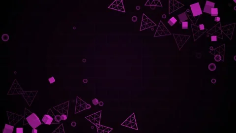 Geometric background with neon cubes and outlined triangular shapes scatter.. Stock Footage 334743697