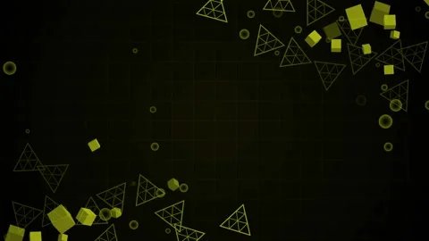 Geometric background with neon cubes and outlined triangular shapes scatter.. Stock Footage 334744624