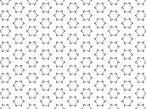 Geometric background pattern with black stars Stock Illustration
