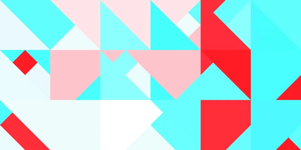Geometric background pattern. Sky blue pink red white. Seamless shambolic com Stock Illustration