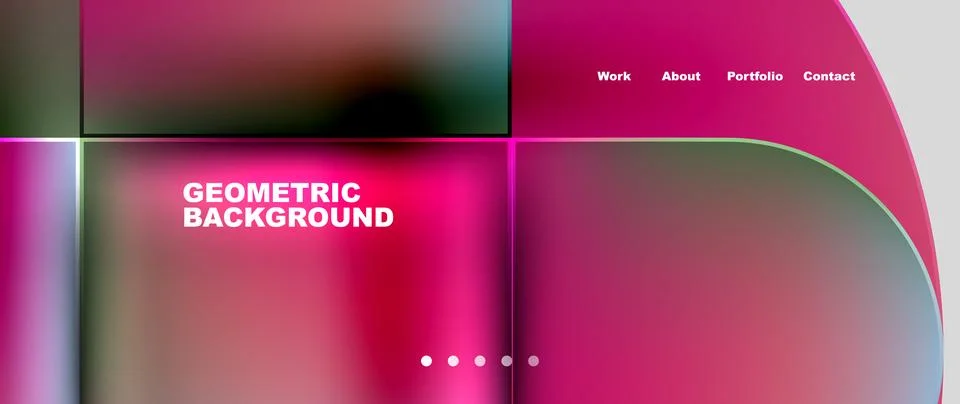 Geometric background with a purple rectangle and violet squares on a pink circle Illustrazione stock