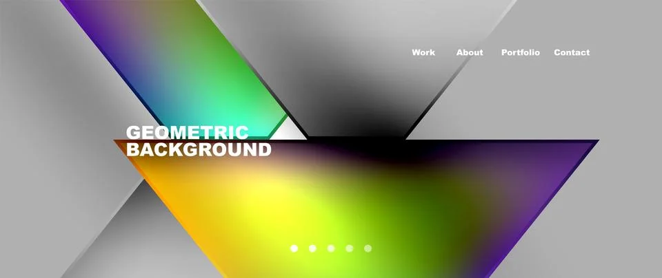 A geometric background with a rainbow colored triangle on a gray background Stock Illustration