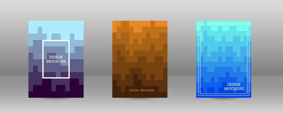 Geometric background with rectangles. Smooth color change, gradient. Set of 3 Stock Illustration