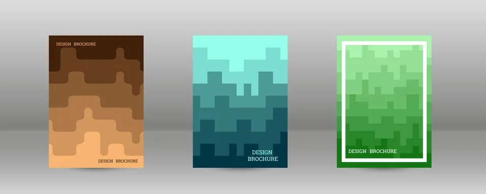 Geometric background with rectangles. Smooth color change, gradient. Set of 3 Stock Illustration