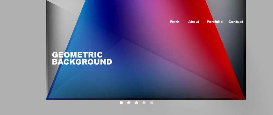 Geometric background with red, blue, and purple triangles on a gray background Stock Illustration