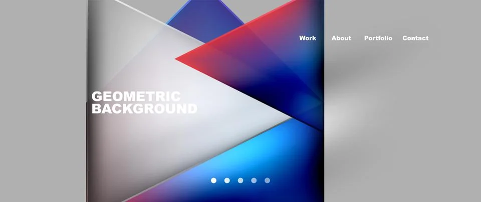 Geometric background with red, white, and blue triangles on a gray background Stock Illustration