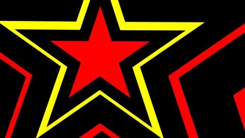 A geometric background with a repeating pattern of red and yellow outlined stars Stock Illustration