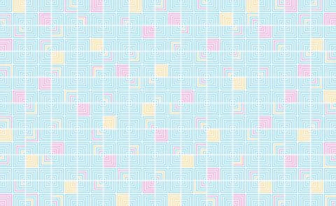 Geometric background with squares and lines in blue, pink, and yellow Stock Illustration