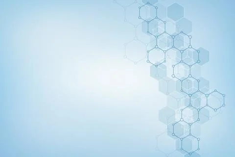 Geometric background texture with molecular structures and chemical compounds Stock Illustration