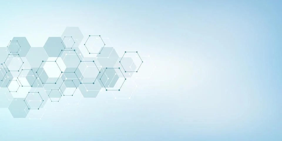 Geometric background texture with molecular structures and chemical compounds Stock Illustration