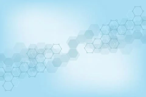 Geometric background texture with molecular structures and chemical compounds Stock Illustration