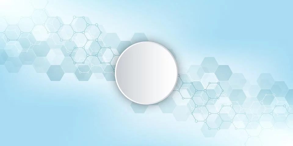 Geometric background texture with molecular structures and chemical compounds Stock Illustration