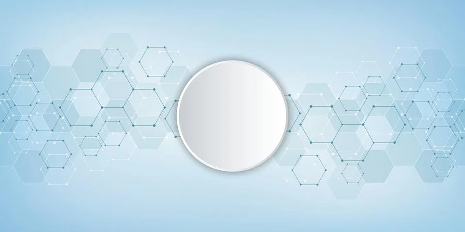 Geometric background texture with molecular structures and chemical compounds Stock Illustration