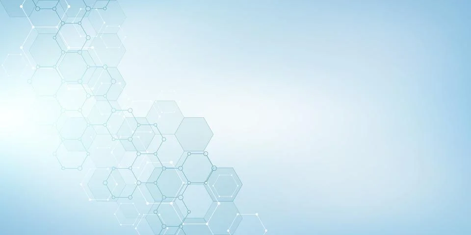 Geometric background texture with molecular structures and chemical compounds Stock Illustration