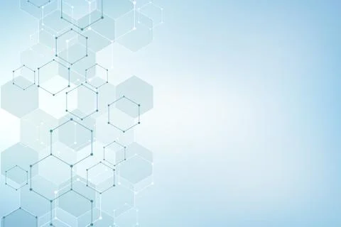 Geometric background texture with molecular structures and chemical compounds Stock Illustration