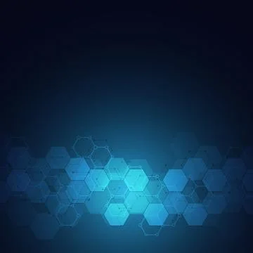 Geometric background texture with molecular structures and chemical engineering Stock Illustration