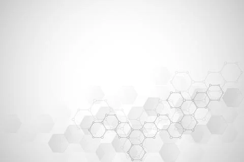 Geometric background texture with molecular structures and chemical compounds Stock Illustration