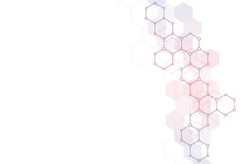 Geometric background texture with molecular structures and chemical compounds Stock Illustration