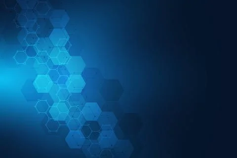 Geometric background texture with molecular structures and chemical engineering Stock Illustration