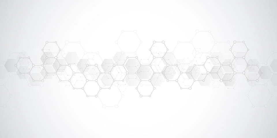 Geometric background texture with molecular structures and chemical engineering Stock Illustration