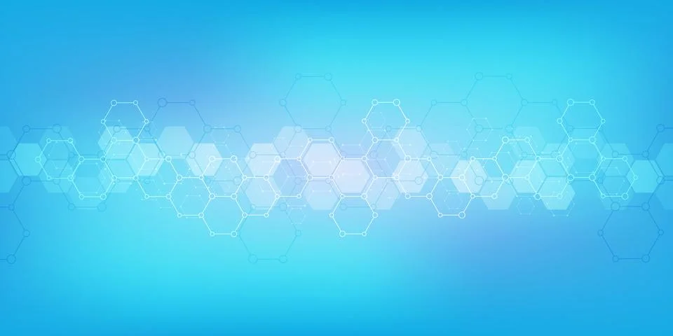 Geometric background texture with molecular structures and chemical engineering Stock Illustration