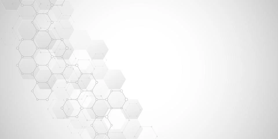 Geometric background texture with molecular structures and chemical engineering Stock Illustration