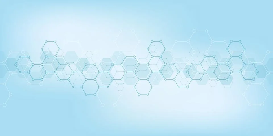 Geometric background texture with molecular structures and chemical engineering Stock Illustration