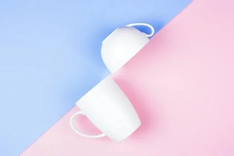 Geometric background with two cups. Stock Photos