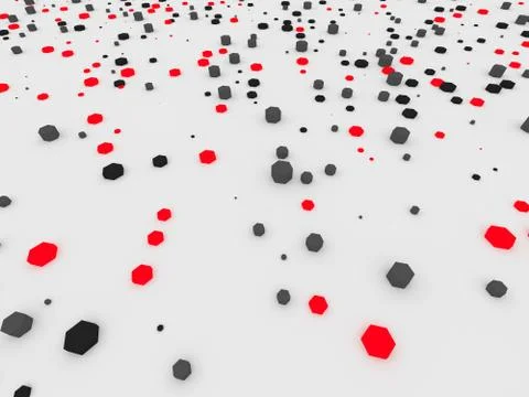 Geometric background wih random hexagon elements. 3d render Stock-Illustration