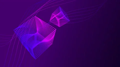 Geometric background, wireframe rotating cubes on a seamless loop, futuristic Stock-Footage 157159233