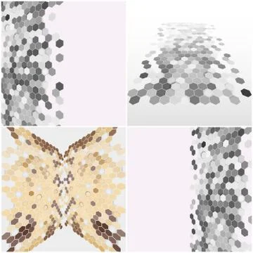 Geometric backgrounds set, abstract hexagonal patterns vector 스톡 일러스트