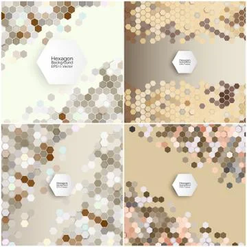 Geometric backgrounds set, abstract hexagonal patterns vector イラスト素材