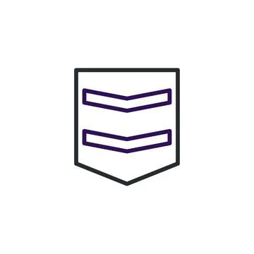 Geometric badge design features two horizontal chevron shapes inside of bla.. Illustration
