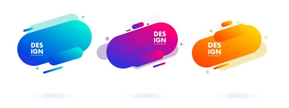 Geometric badges set. Dynamical colored forms and line. Gradient abstract Stock Illustration