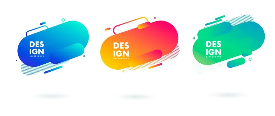 Geometric badges set. Dynamical colored forms and line. Gradient abstract Stock Illustration