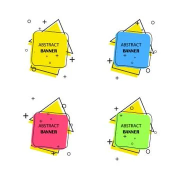 Geometric banners. Promo labels. Vector geometric shapes for advertising Stock Illustration