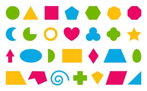 Geometric basic shape educational flat icon set Stock Illustration